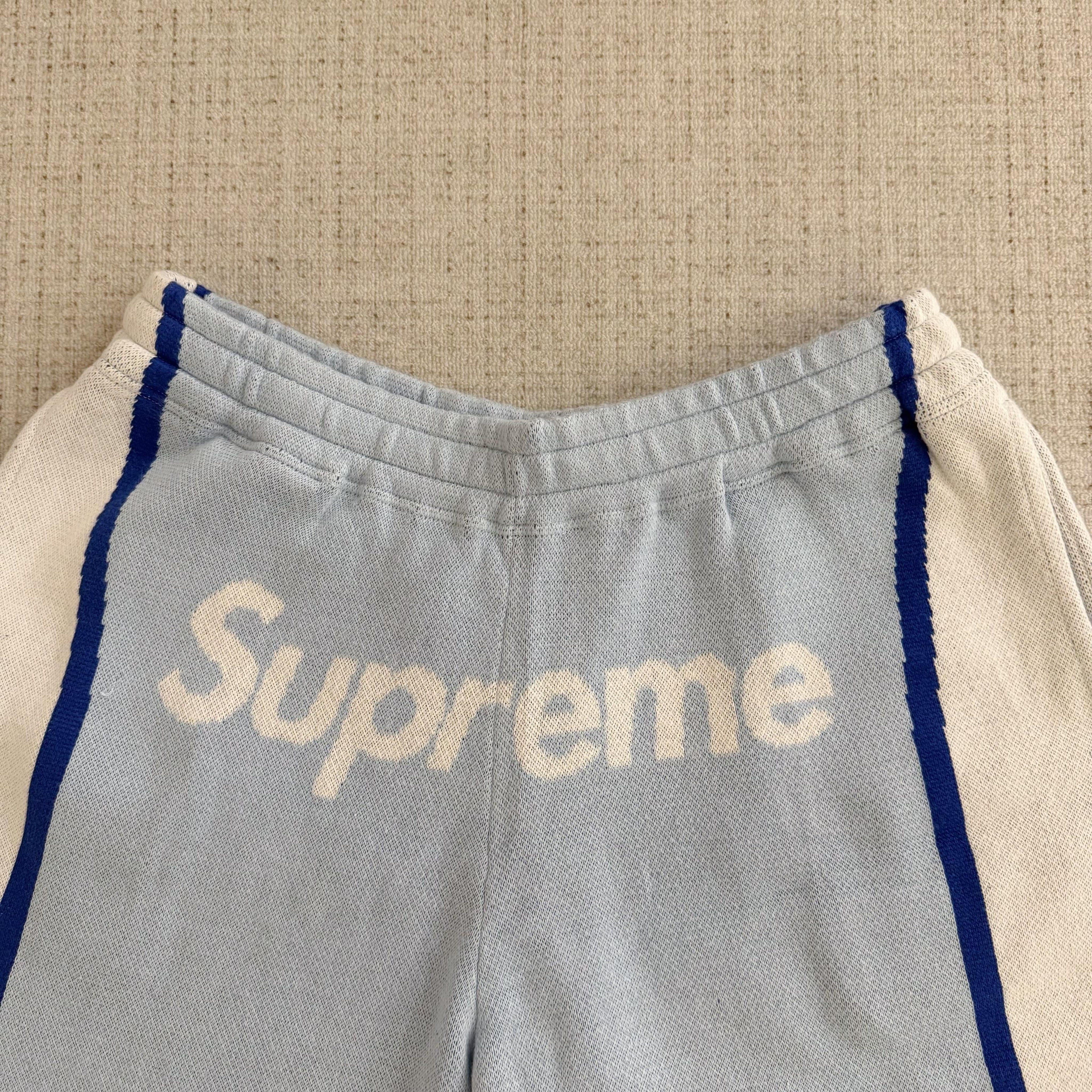 This is the Supreme × Umbro collaborative SS25 knit soccer shorts