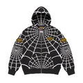 Supreme Vanson Leathers Spider-Man Zip Up Hooded Sweatshirt Black