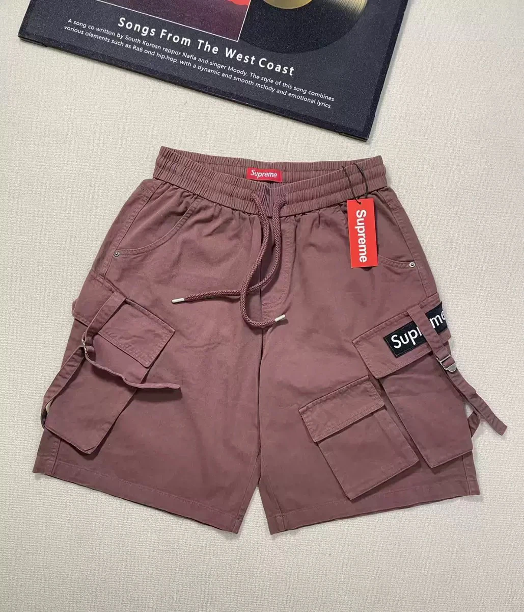 Unisex Multi‑Pocket Cargo Shorts Loose Drawstring Streetwear Casual Work Shorts With Adjustable Strap