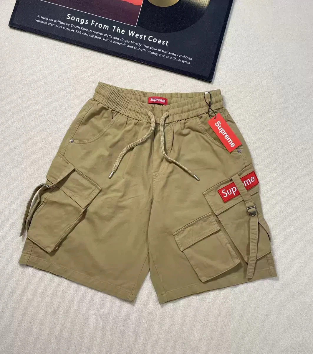 Unisex Multi‑Pocket Cargo Shorts Loose Drawstring Streetwear Casual Work Shorts With Adjustable Strap