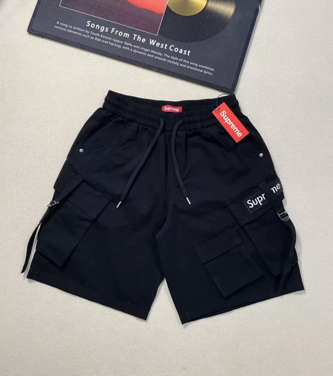 Unisex Multi‑Pocket Cargo Shorts Loose Drawstring Streetwear Casual Work Shorts With Adjustable Strap