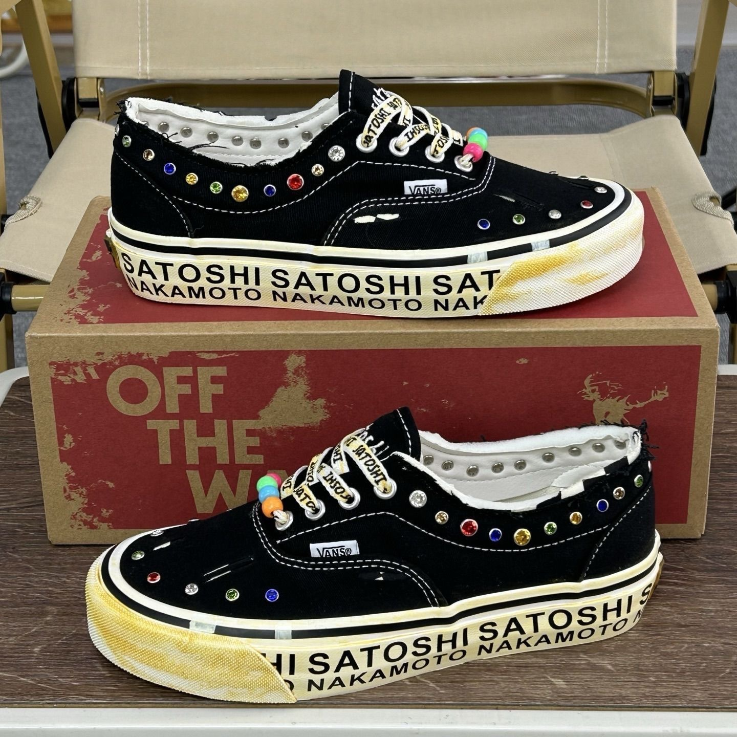 Satoshi Nakamoto Era 95 Lucky Charms Distressed Rhinestone Beaded Skate Sneakers Unisex