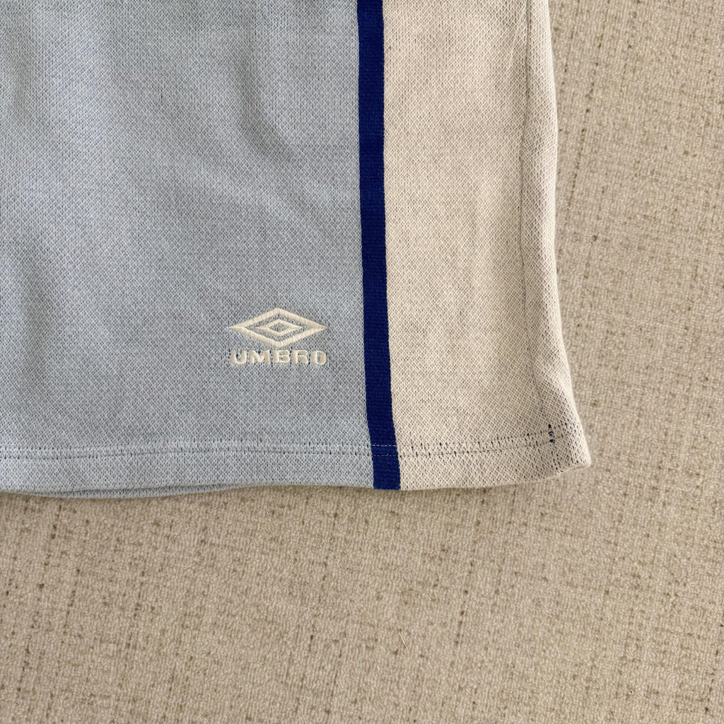 This is the Supreme × Umbro collaborative SS25 knit soccer shorts