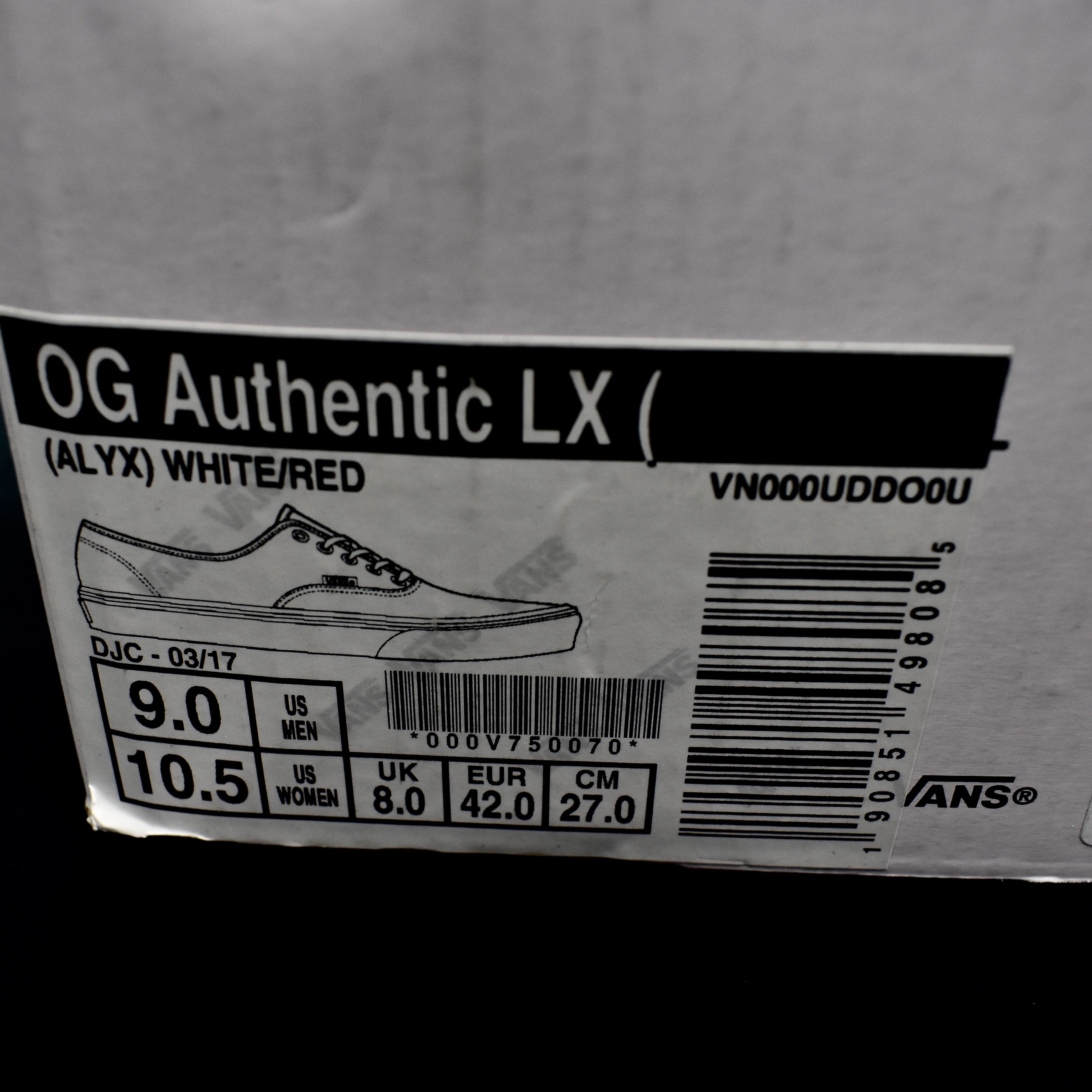 Alyx x Vans - OG Authentic LX (White/Red)