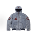 Light‑Wash Denim Fox‑Theme Hooded Work Jacket