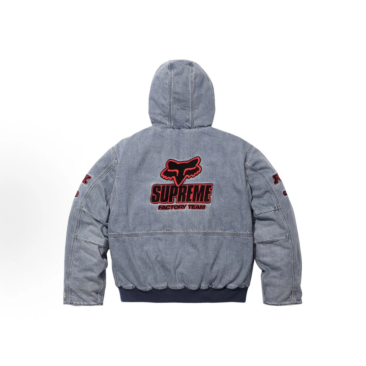 Light‑Wash Denim Fox‑Theme Hooded Work Jacket