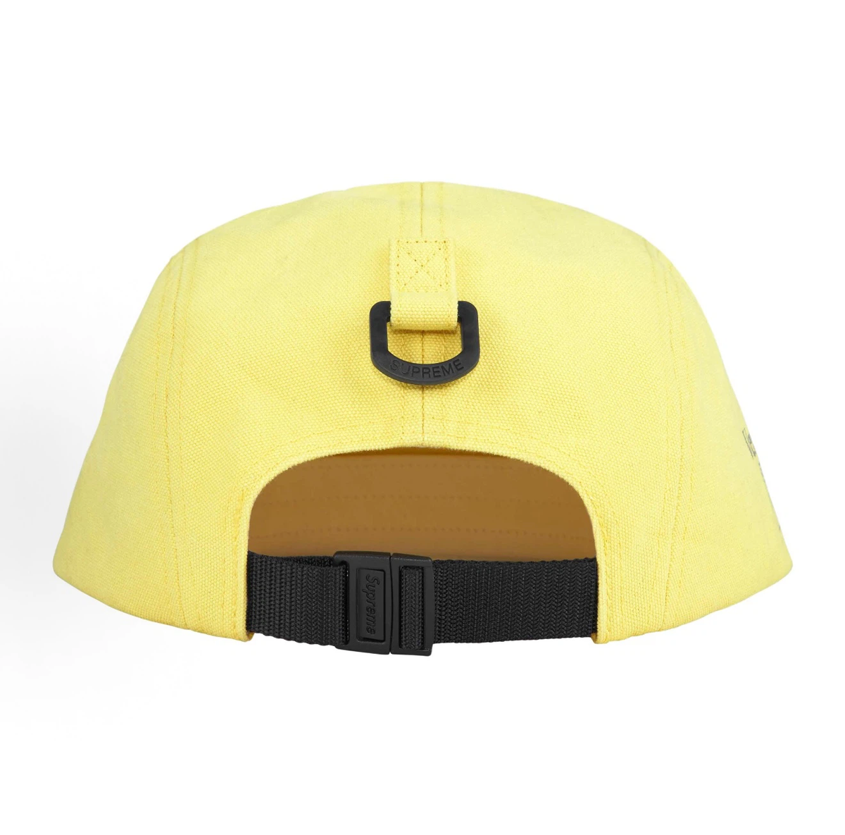 Supreme Ventile Canvas Camp Cap, Yellow & Light Blue 5 Panel Hat Box Logo Adjustable Strap