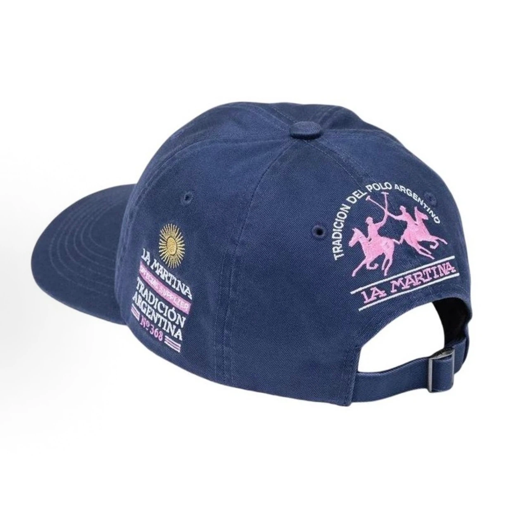 Washed Cotton Polo Theme Baseball Cap, Navy Vintage Equestrian Embroidery Hat Adjustable Strap