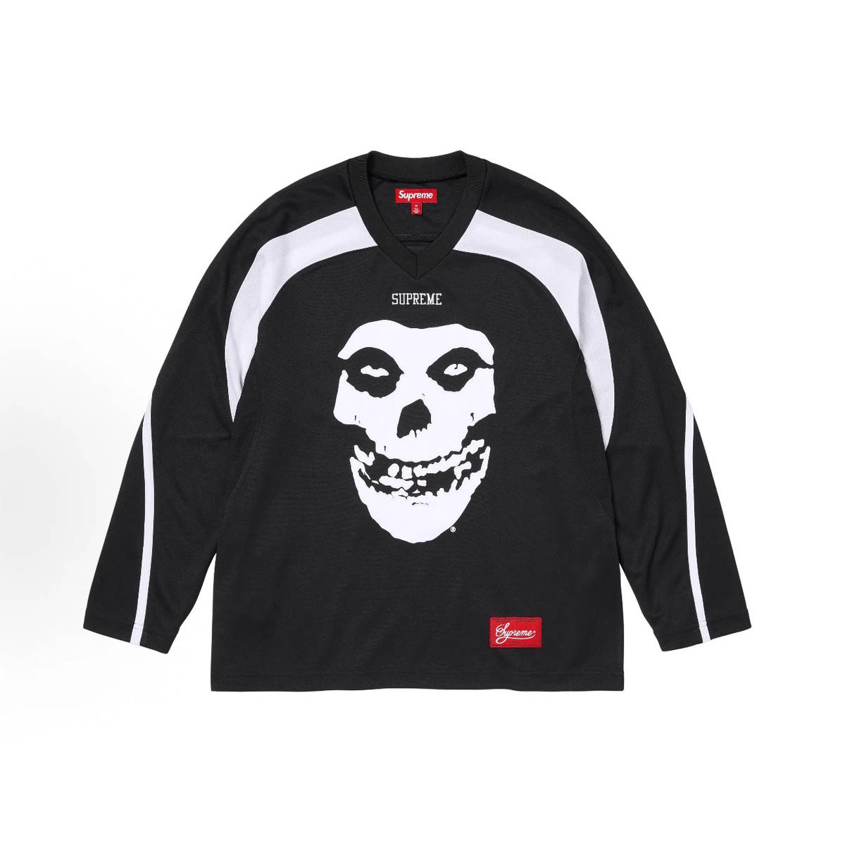 Skull Graphic V-Neck Long Sleeve Hockey Jersey