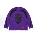 Purple‑Black Skull Graphic V‑Neck Hockey Jersey