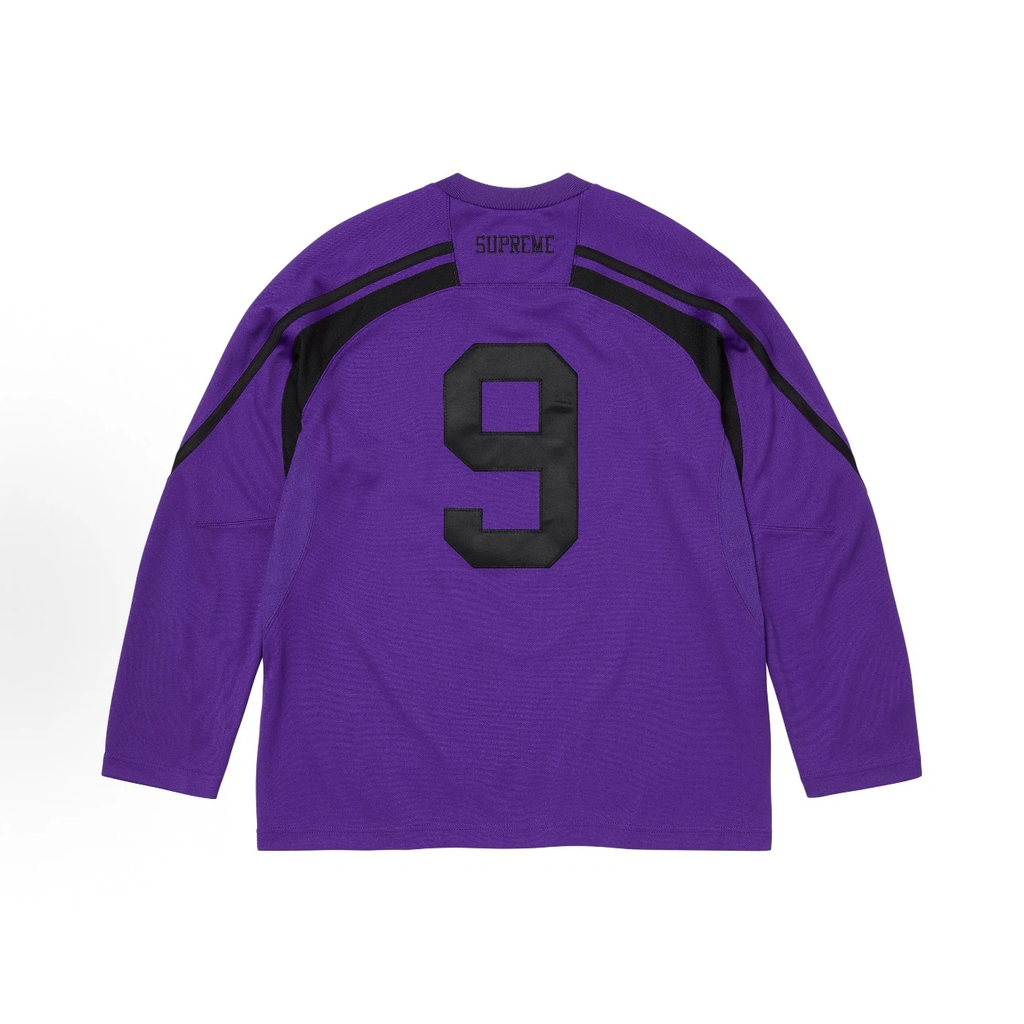 Purple‑Black Skull Graphic V‑Neck Hockey Jersey