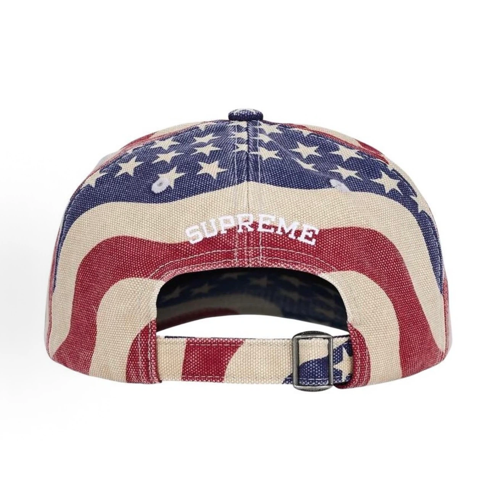 Vintage American Flag Print 6 Panel Baseball Cap, Washed Canvas Star Stripe Hat Adjustable Strap