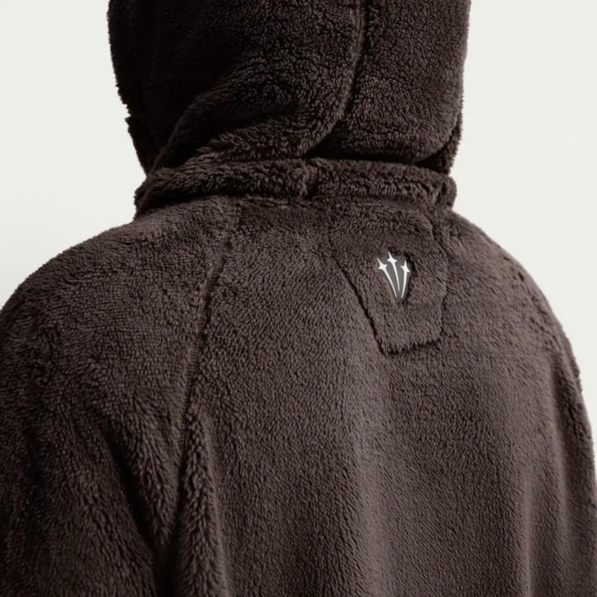 Brown Sherpa Fleece High Neck Hoodie Unisex Oversized Pullover