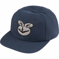 6 Panel Flat Brim Baseball Cap, Navy Cotton Cartoon Embroidery Street Hat Adjustable Snapback