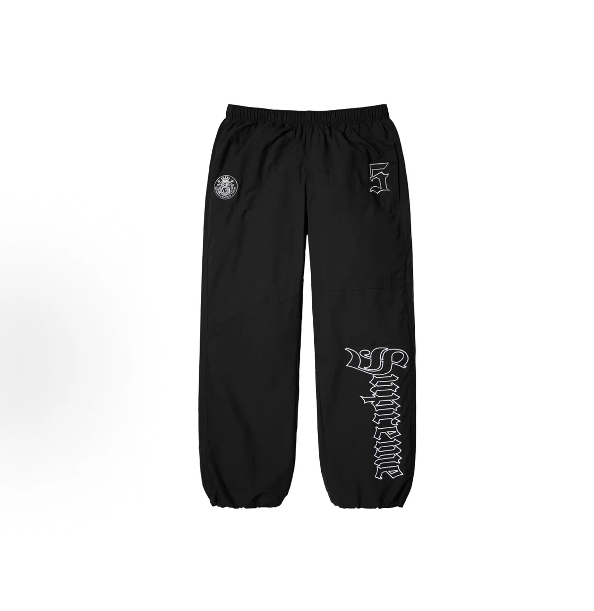Black Gothic‑Letter Nylon Jogger Pants Unisex Streetwear Trousers