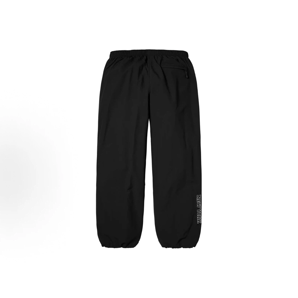 Black Gothic‑Letter Nylon Jogger Pants Unisex Streetwear Trousers