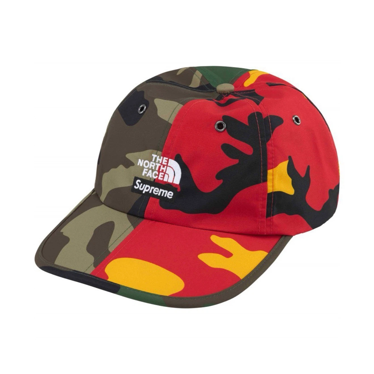 6 Panel Baseball Cap, Color Block Camo Outdoor Embroidered Street Hat with Adjustable Strap