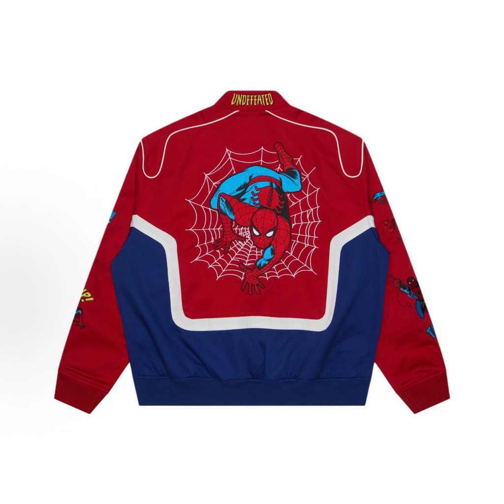 Retro Comic Color Block Racing Style Graphic Bomber Jacket