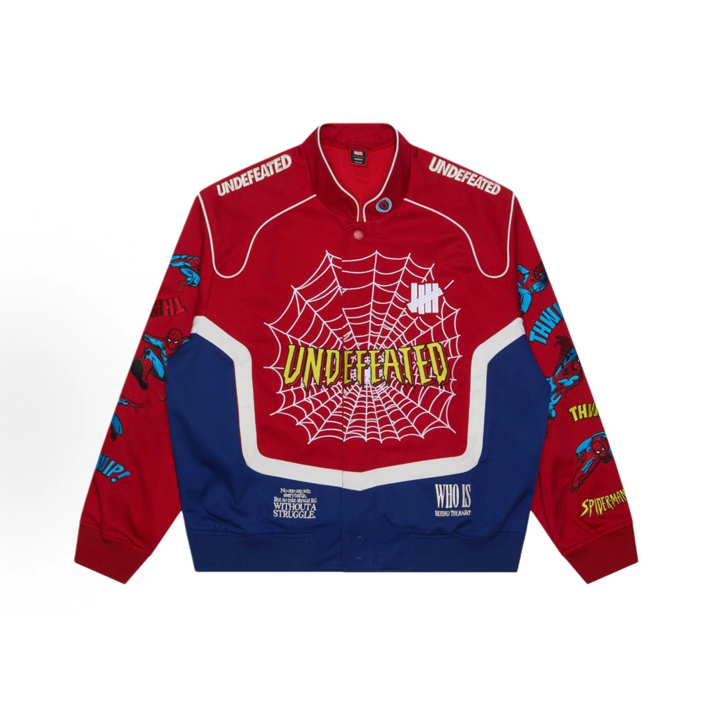 Retro Comic Color Block Racing Style Graphic Bomber Jacket