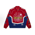Retro Comic Color Block Racing Style Graphic Bomber Jacket