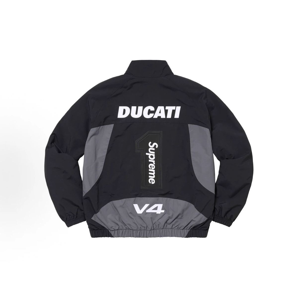 Black‑Grey Moto Racing Style Zip‑Up Windbreaker Jacket