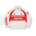 Off‑White Red Moto Racing Style Zip‑Up Windbreaker Jacket