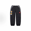 Black‑Grey Moto Racing Style Elastic Waist Track Jogger Pants