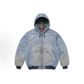 Vintage Washed Gradient Denim Hooded Padded Jacket