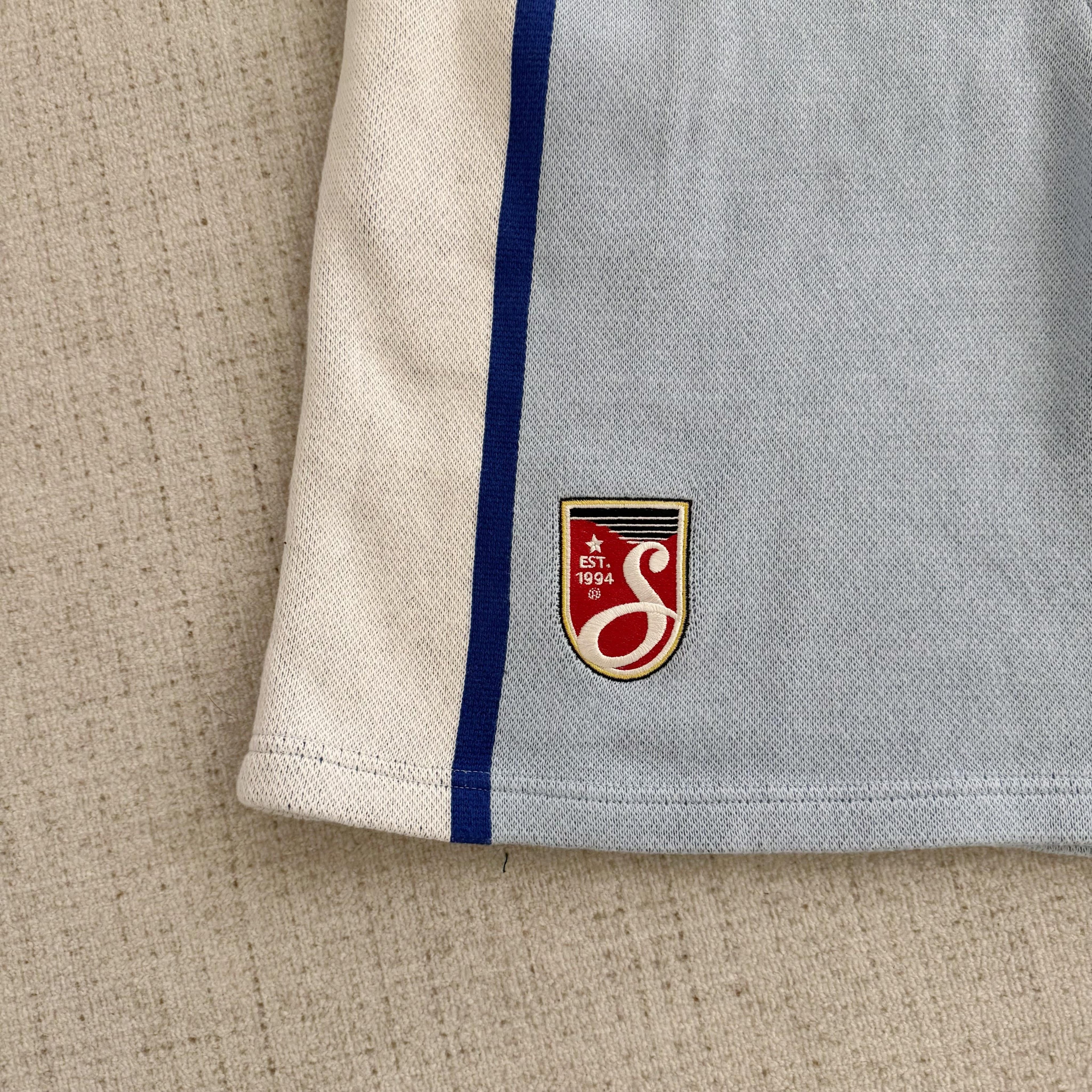 This is the Supreme × Umbro collaborative SS25 knit soccer shorts