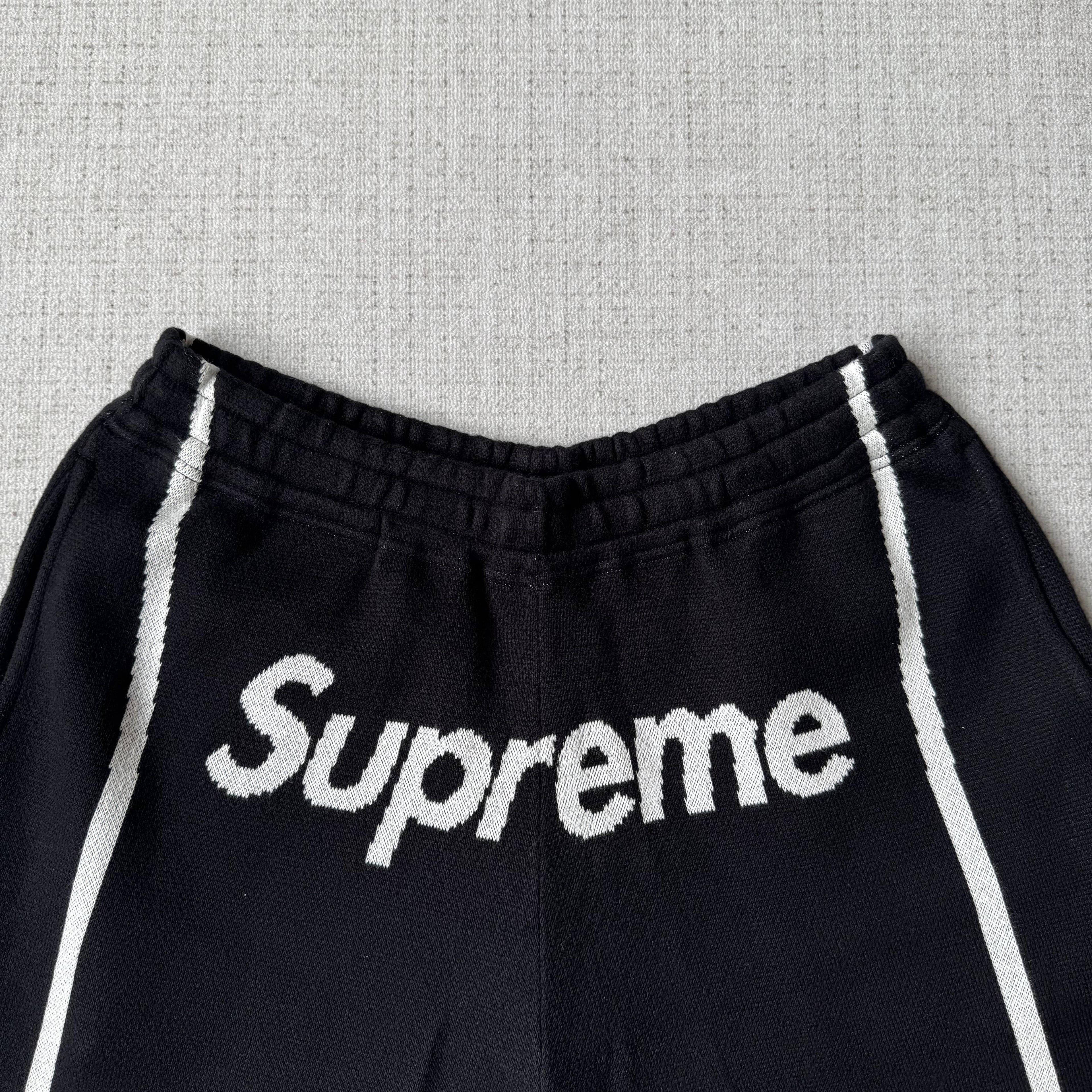 This is the Supreme × Umbro collaborative SS25 knit soccer shorts